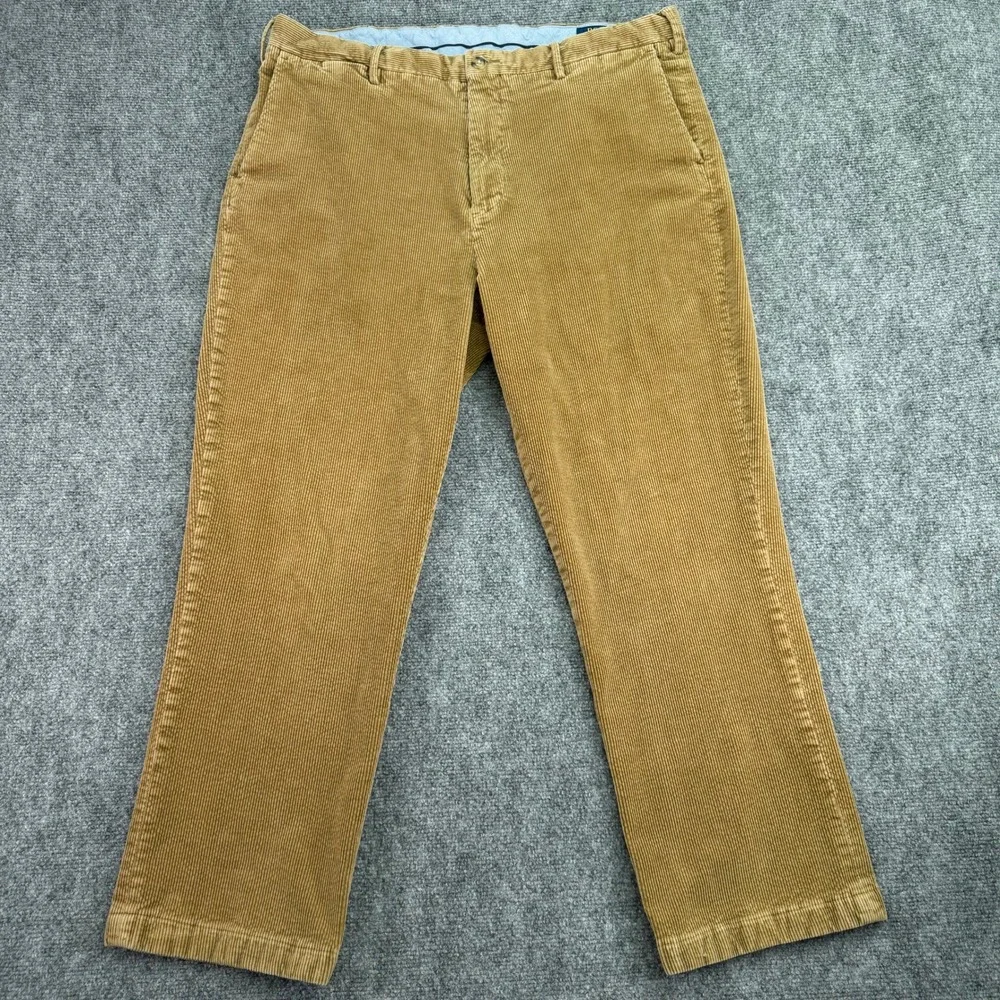 Polo Ralph Lauren Pants Mens 38x30 (Fits 38x27) Tan Corduroy Stretch Classic Fit